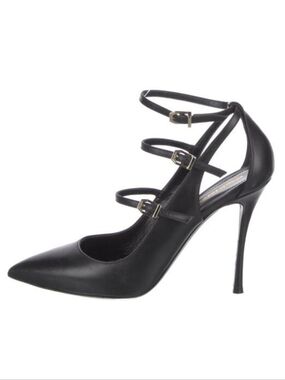 Nicholas Kirkwood Black Leather Slingback Pumps, Size 7